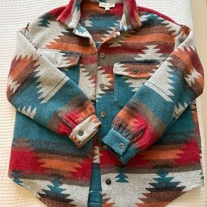 Pendleton Women’s Southwestern Cardigan - Red, Teal, Gray